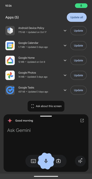 Google Gemini overlay window