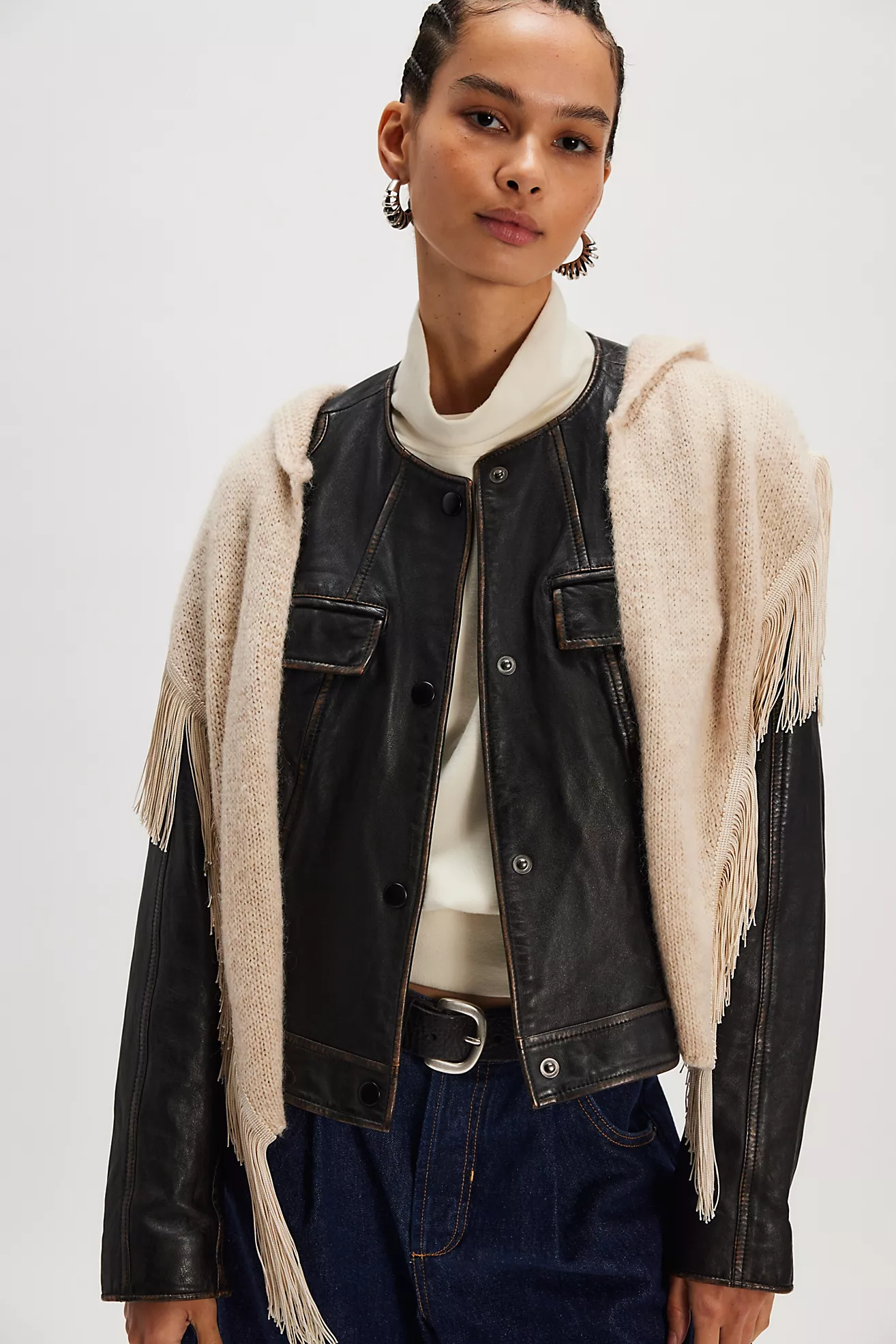 Fringed Hooded Scarf