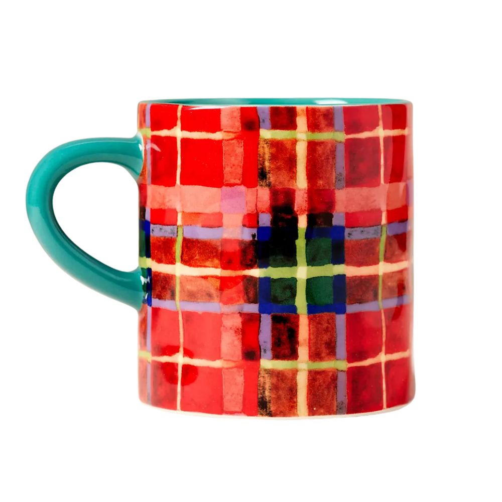 Red Pattern Tartan Stoneware Mug