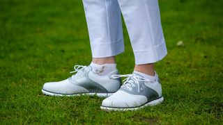 FootJoy Women’s Traditions Golf Shoe worn on the golf course