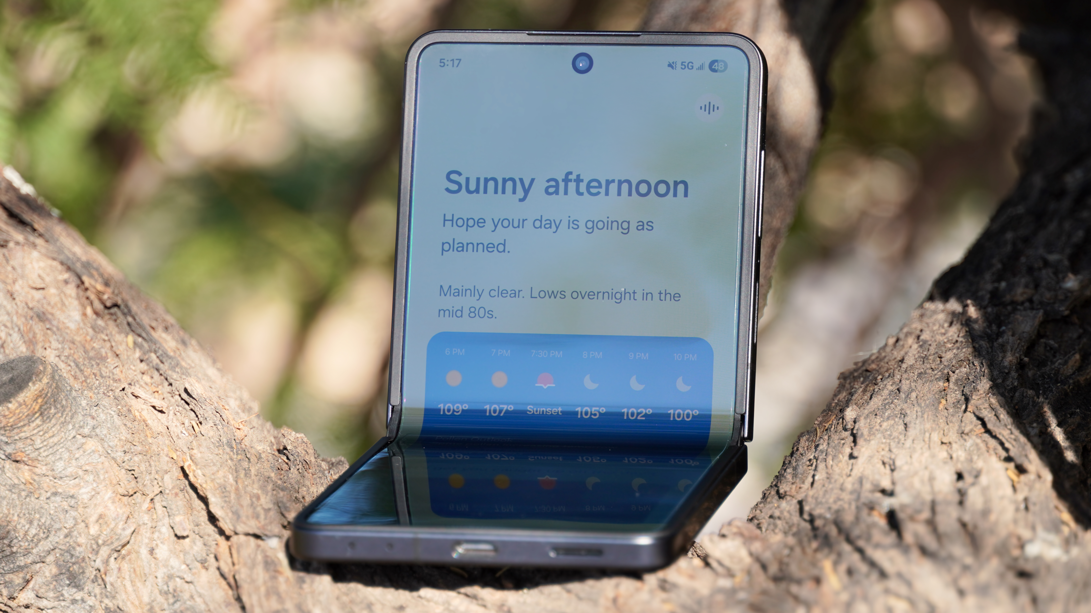 The Samsung Galaxy Z Flip 7 showing the Now Brief.
