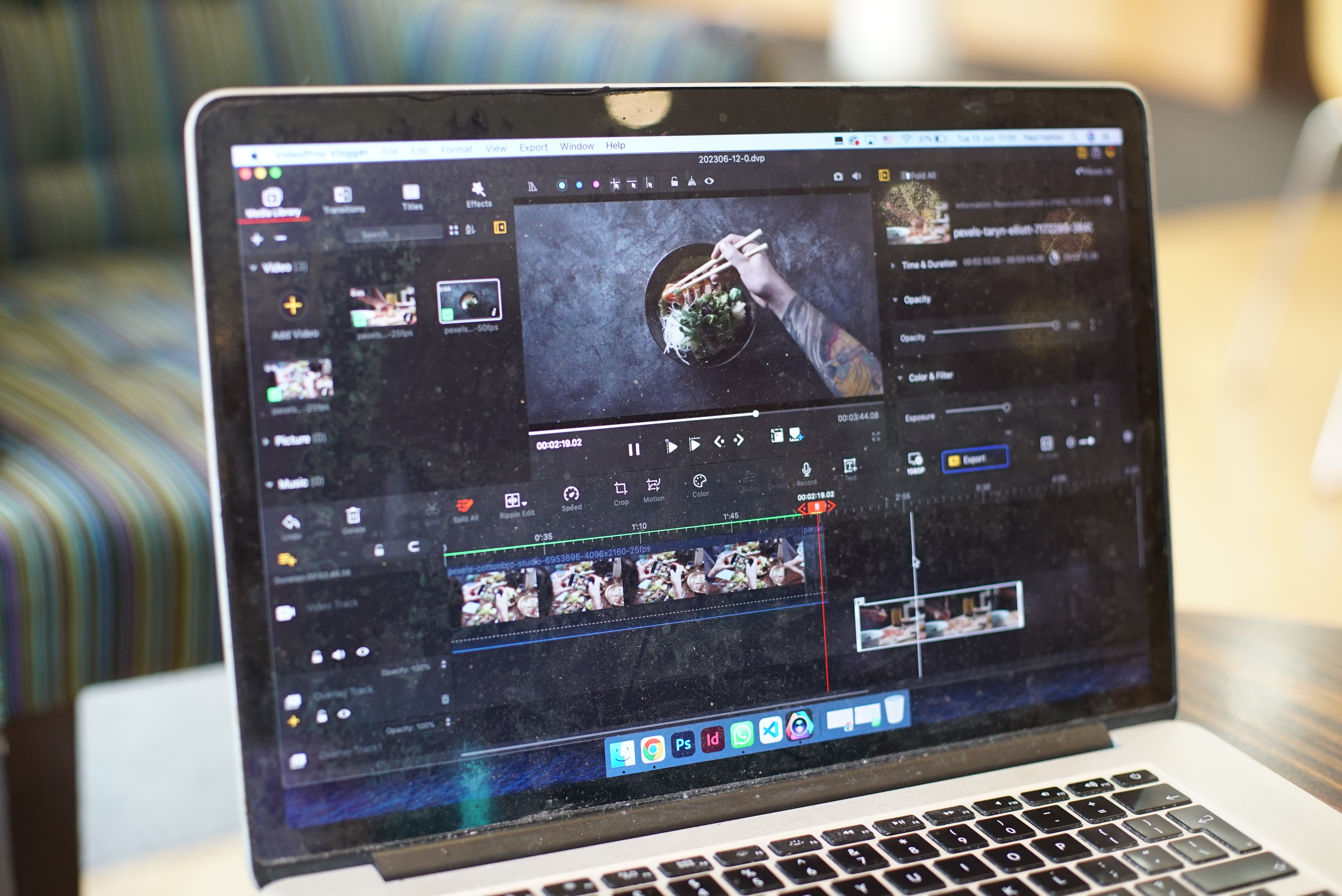 A laptop using VideoProc Vlogger video-editing software