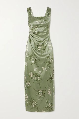 REFORMATION Earl draped floral-print silk-charmeuse maxi dress