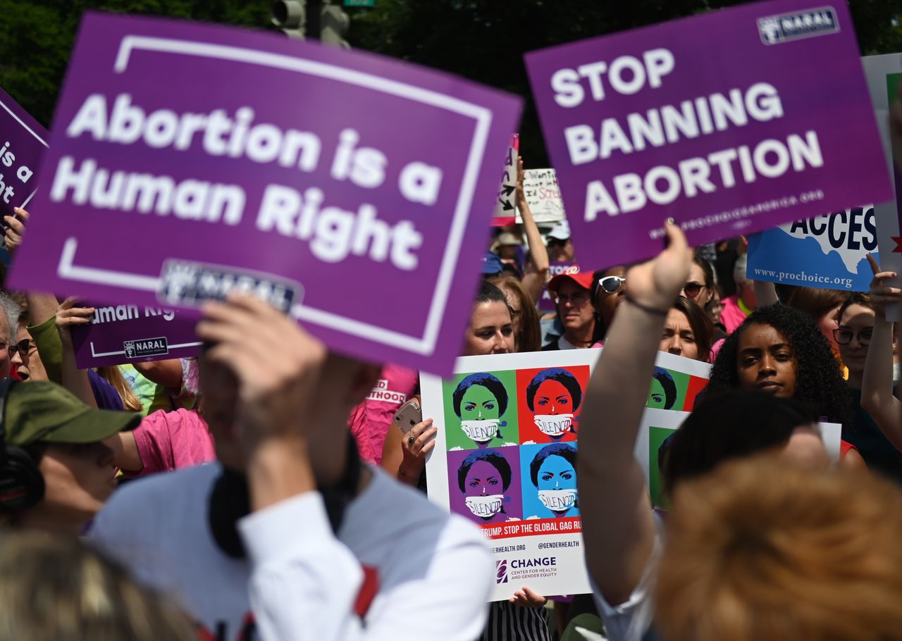 Abortion rights activists rally in Washington, DC.