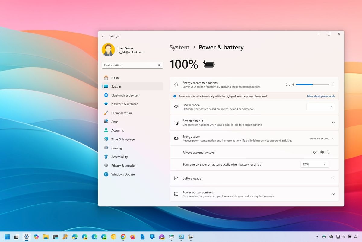 Windows 11 extend battery life