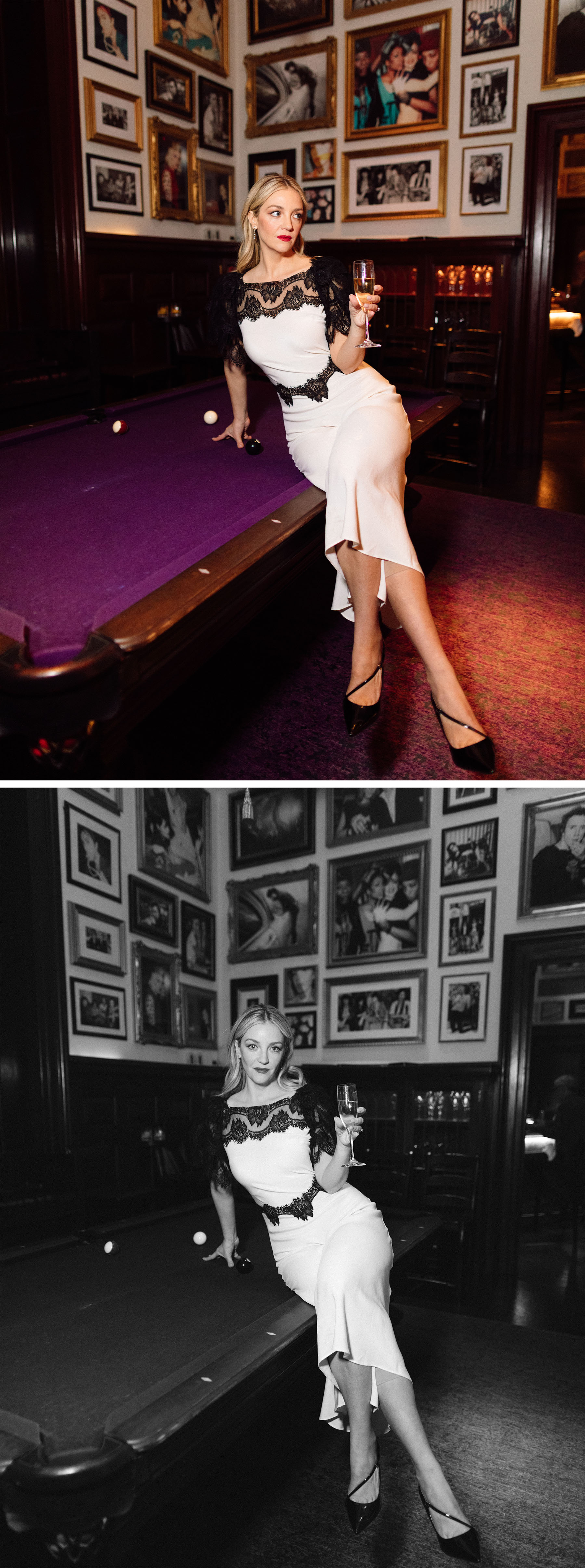 Abby Elliott poses on a pool table in her final look for the All Her Fault premiere.