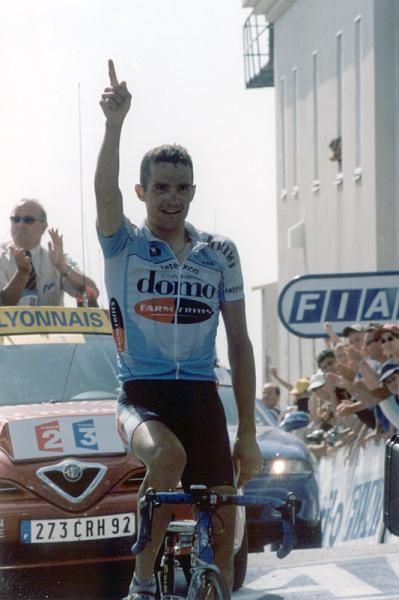 Richard Virenque arrived first at the summit of Mont Ventoux in the 2002 Tour de France, the last time the climb was included in the Tour.
