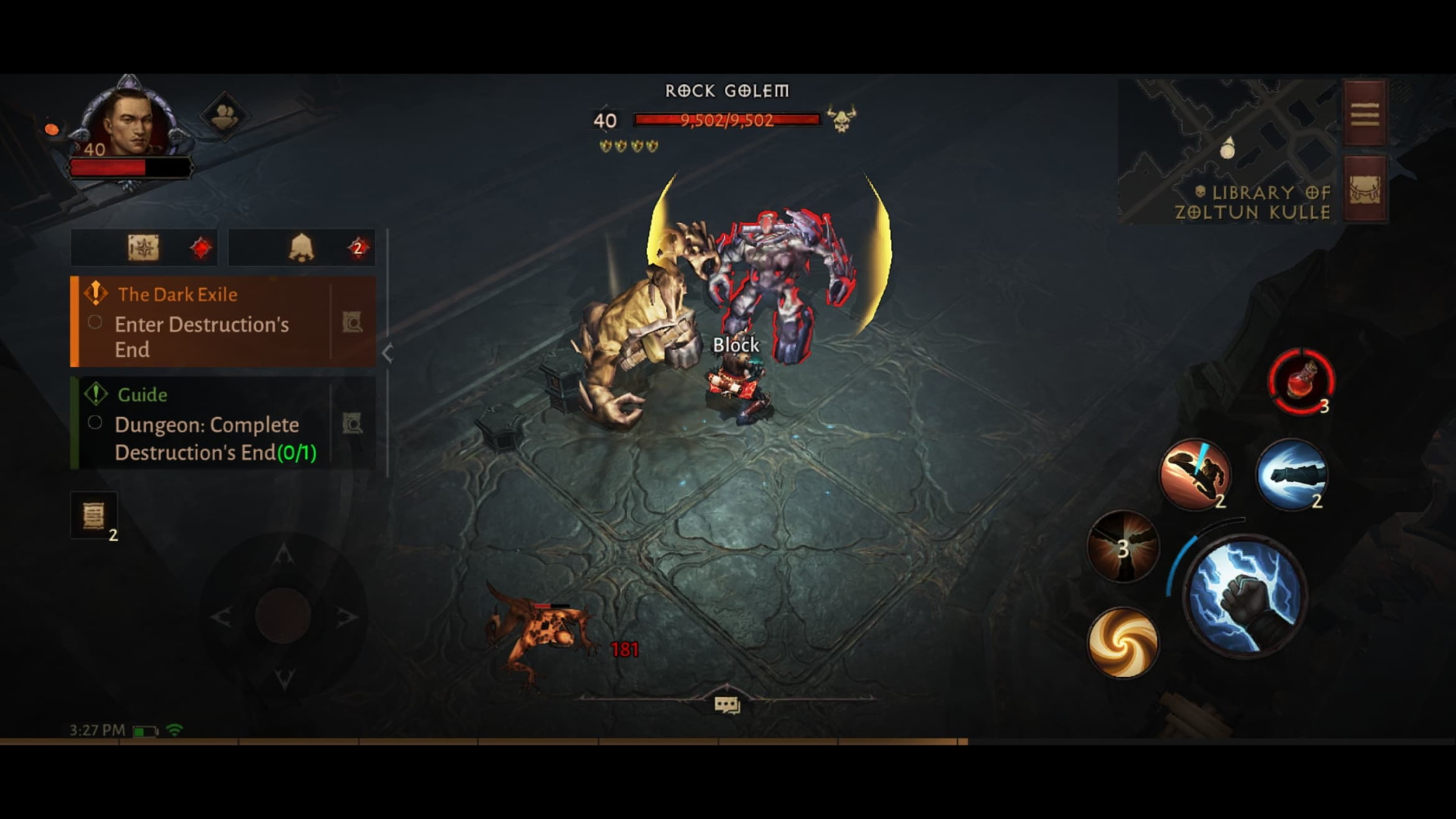 Diablo Immortal review - a monk has his attacks blocked by big demons