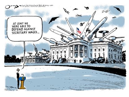 Obama cartoon White House security Hagel