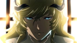 Metaphor: ReFantazio screenshot showing an anime-style young blond man with light blue eyes, a window's light glowing behind him