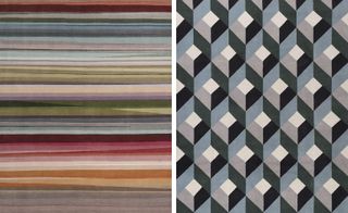 1 colourful striped rug & 1 geometric rug