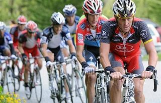 Lance Armstrong (Radioshack) looked strong on stage 6, leading the chase of Gesink.