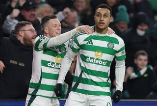 Adam Idah celebrates with Callum McGregor during Celtic's recent European clash with BSC Young Boys