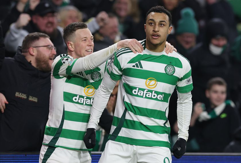 Adam Idah celebrates with Callum McGregor during Celtic&#039;s recent European clash with BSC Young Boys