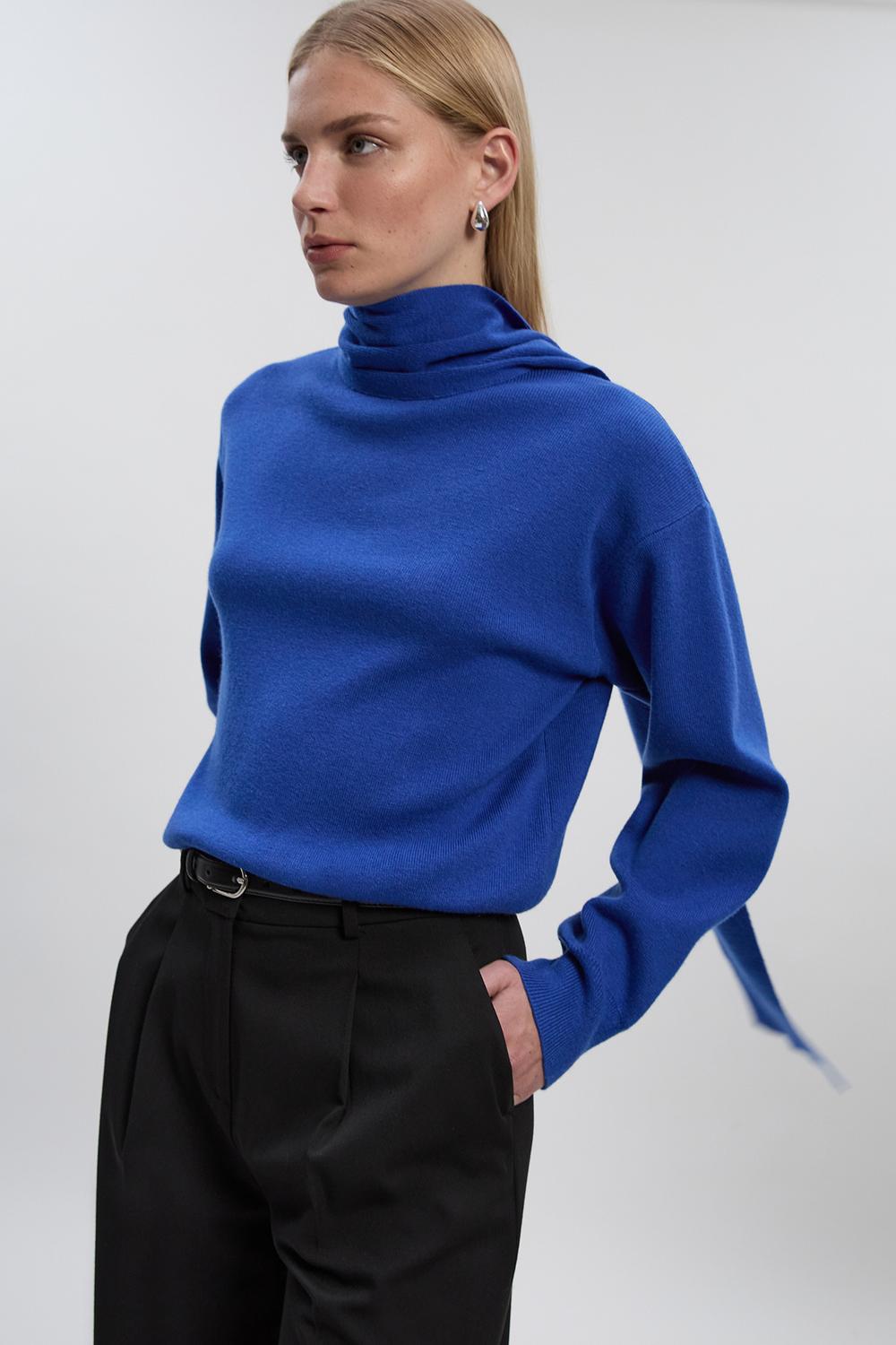 Cashmere Blend Scarf Neck Jumper