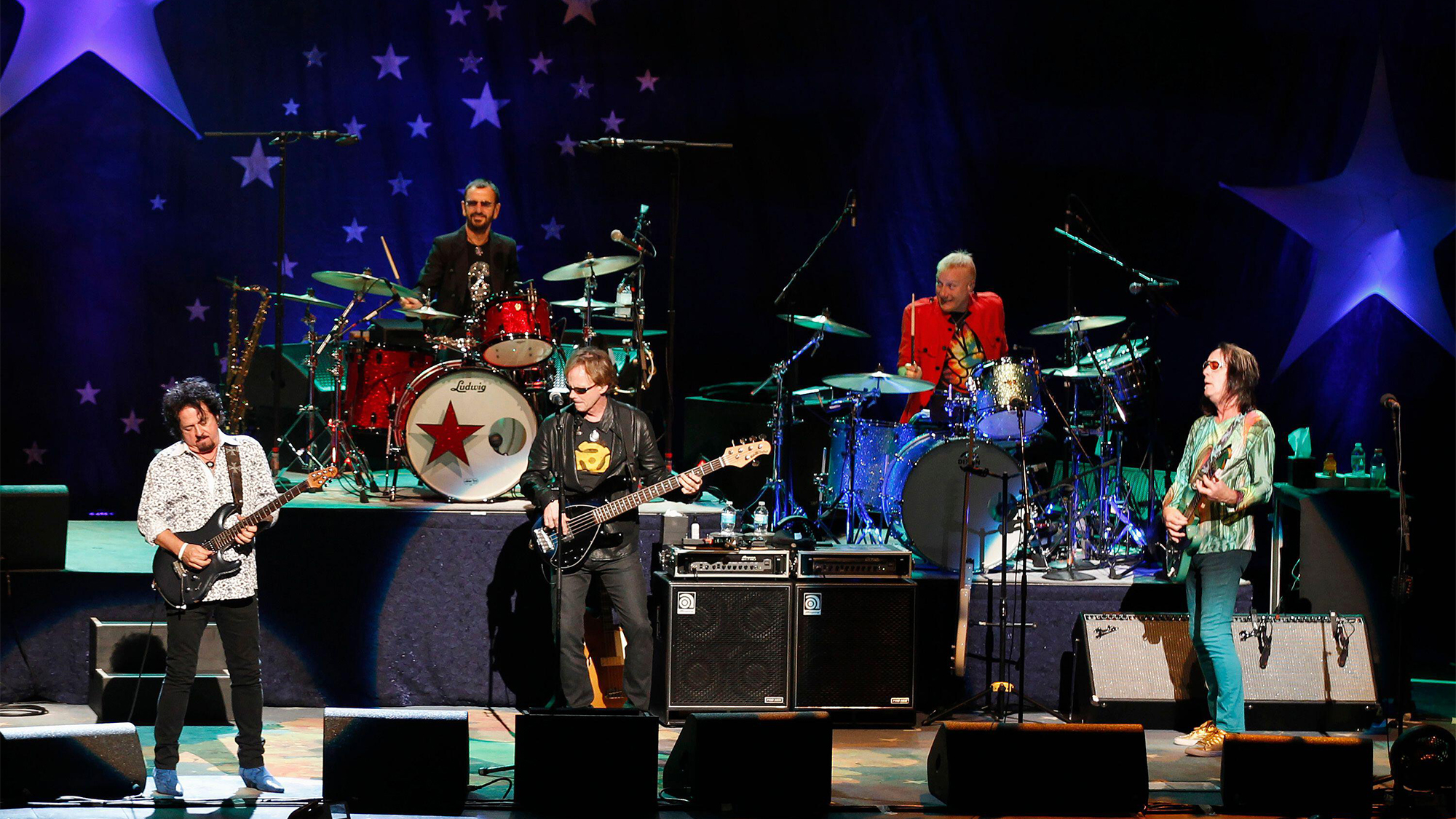 Gregg Rolie, Warren Ham, Steve Lukather, Richard Page, Todd Rundgren and Gregg Bissonette perform with Ringo Starr and the All Starr Band in Florida.