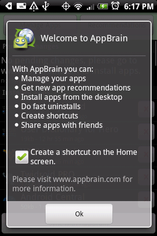 AppBrain startup screen