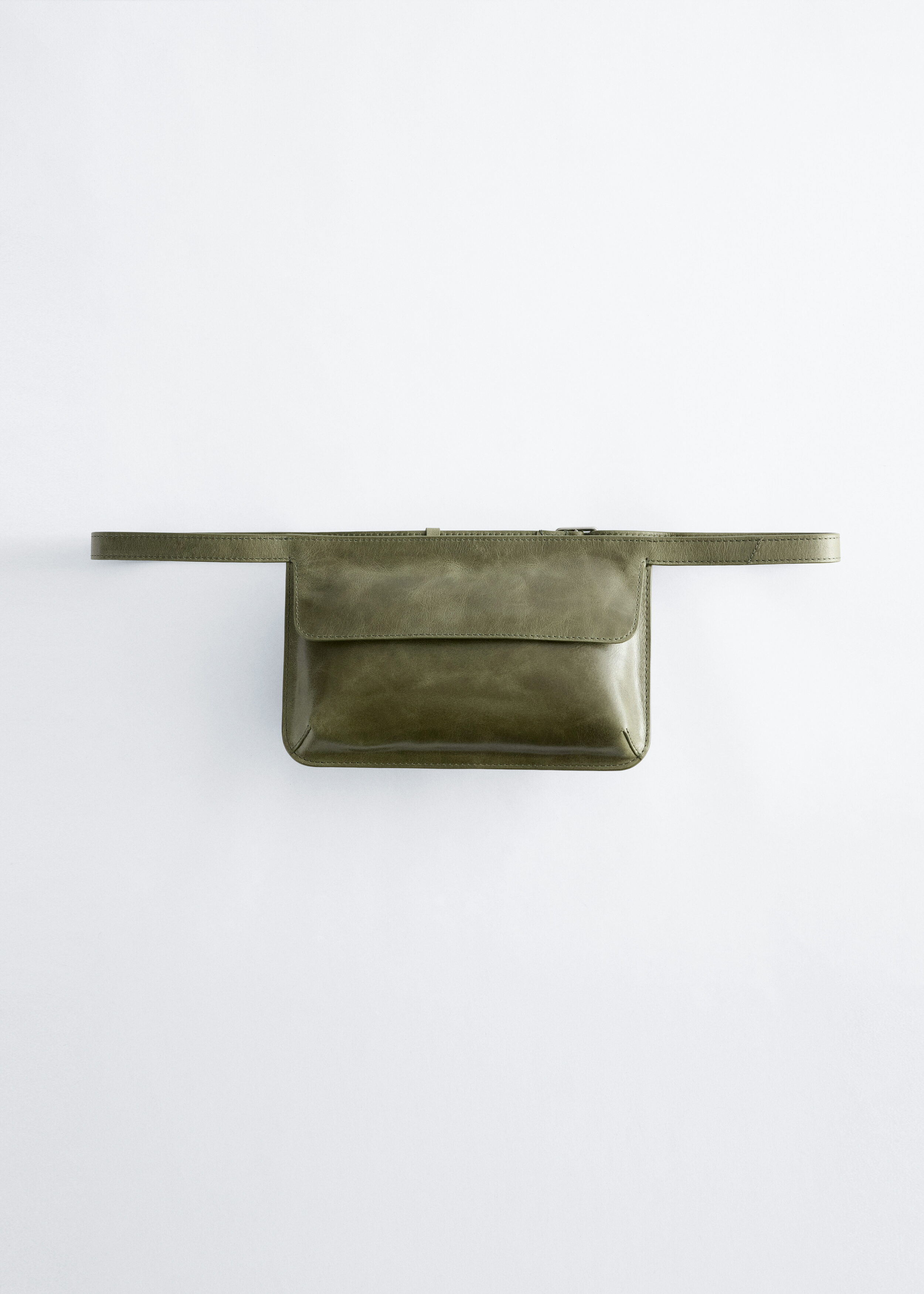 Leather Belt Bag - Khaki Green