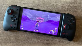 Hori Split Pad Pro controllers on Nintendo Switch OLED playing Pokemon