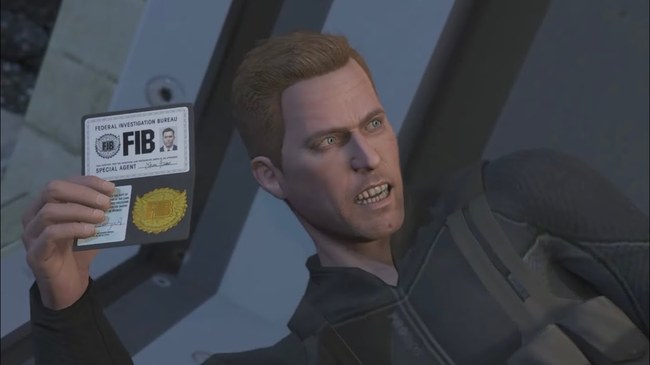GTA 5 cop Steve Haines holds up his badge