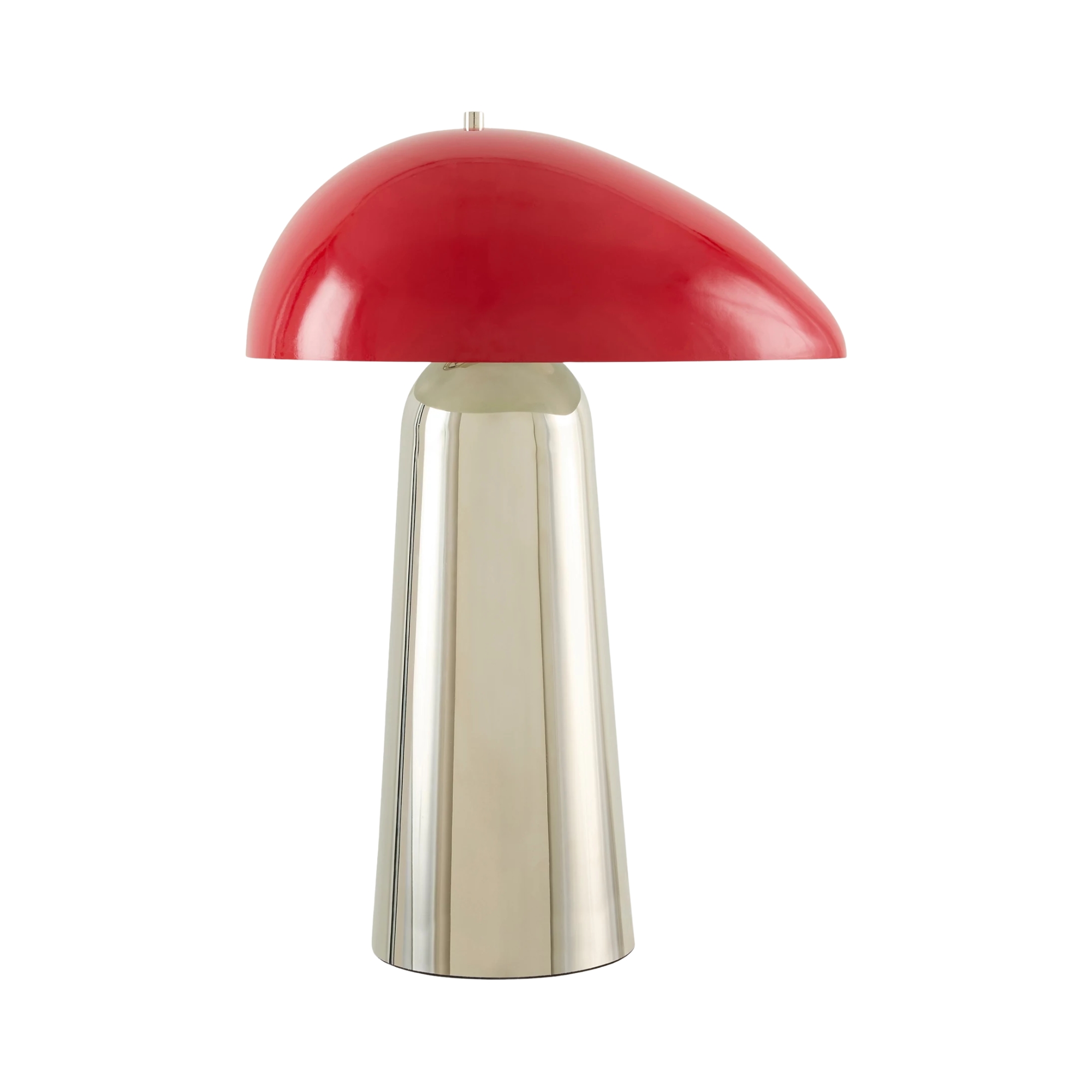 metallic table lamp with pop of tomato red