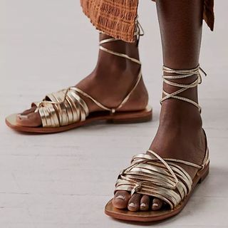 gold strappy sandals