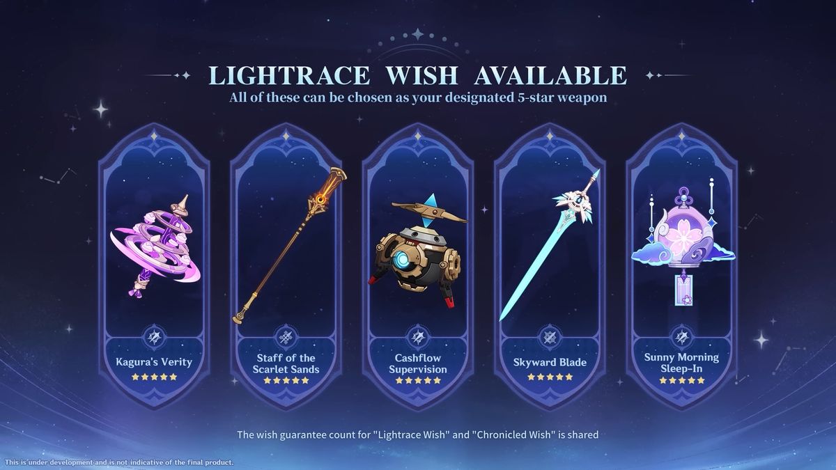 Genshin Impact banners - Lightrace Wish weapons in 6.7