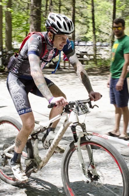 A rider finishes up