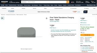 Amazon listing for the Pixel Tablet standalone charging dock