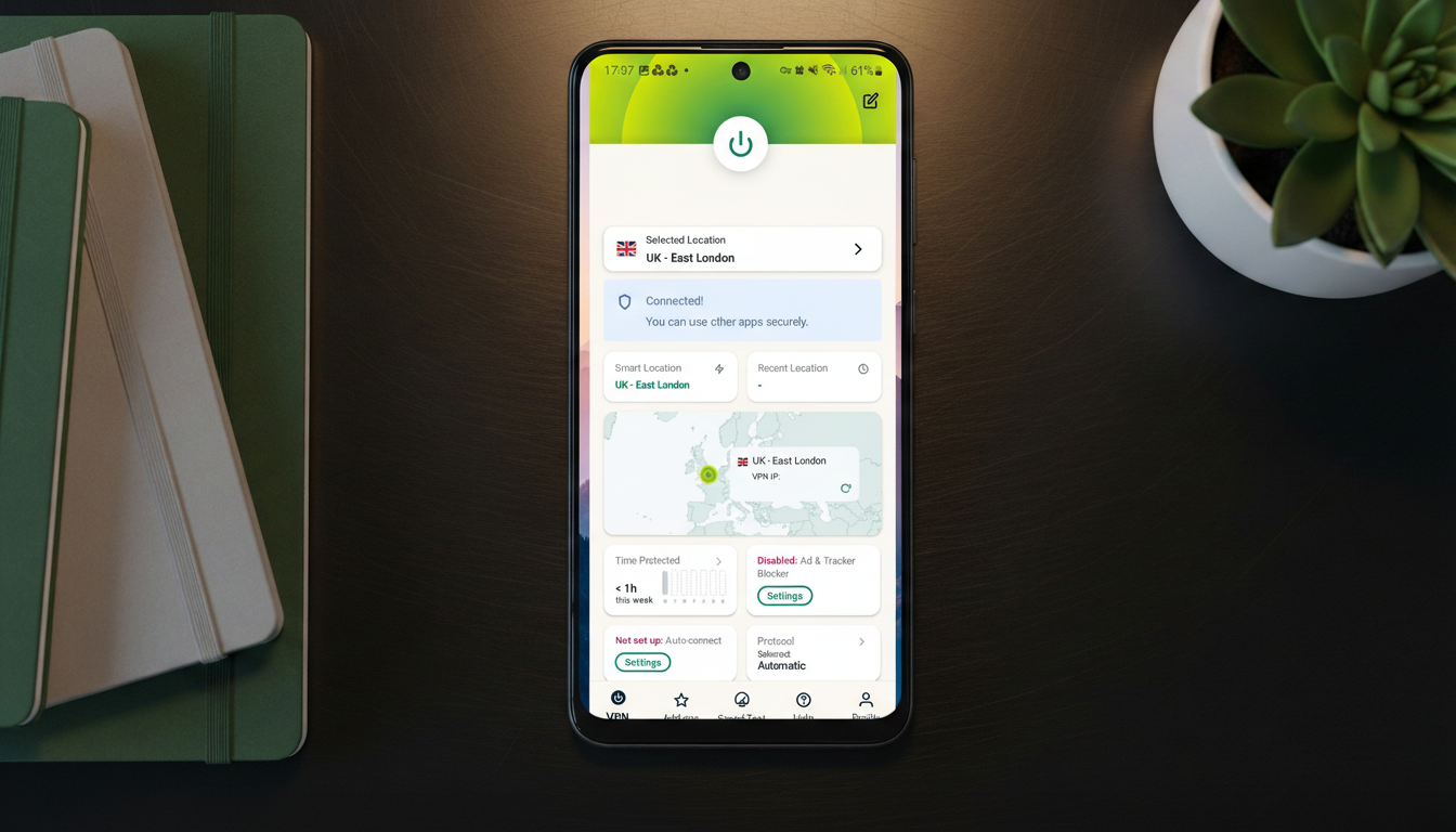 ExpressVPN home page on Android