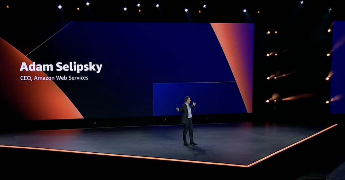 Adam Selipskey takes the stage for his AWS Re:Invest keynote 