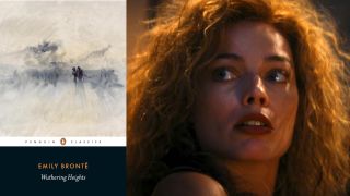 Wuthering Heights book and Margot Robbie in Babylon