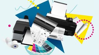 Illustration of a printer and cartridges