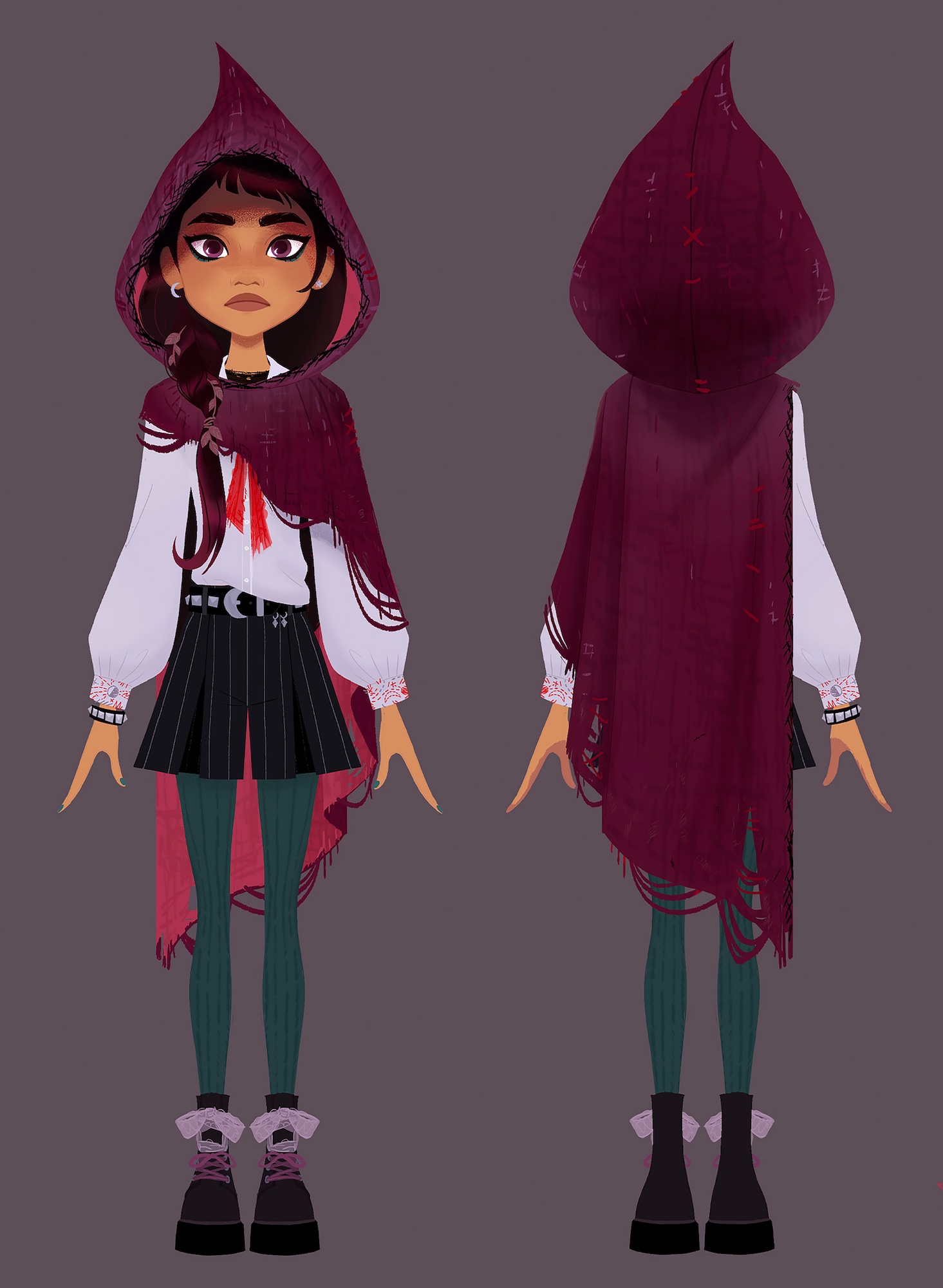Billie illustrated character design for Hexed