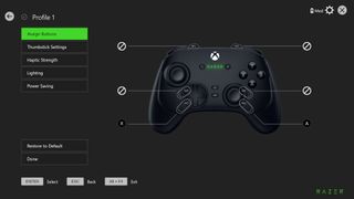 Customizing the controller settings on the Razer Controller App.