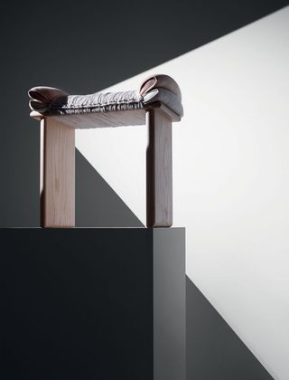 Wooden and wool stool