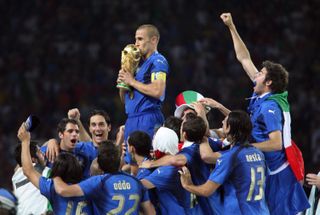 Italy players celebrate their World Cup win in 2006.