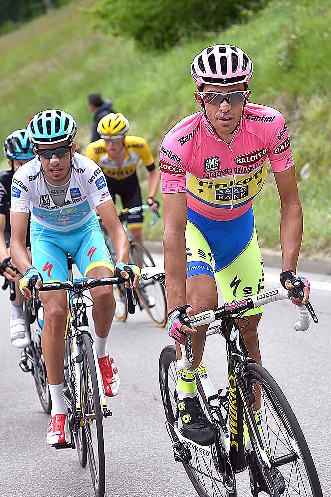 Alberto Contador (Tinkoff-Saxo) was isolated on the final climb Madonna di Campiglio but mattered little in the end