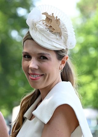 Carrie Johnson poses for a photograph on the fourth day of the Royal Ascot horse racing meeting on June 17, 2022