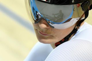 Gold medalist Germany's Kristina Vogel rides during the women's sprint semi final during the UCI Track Cycling World Championships