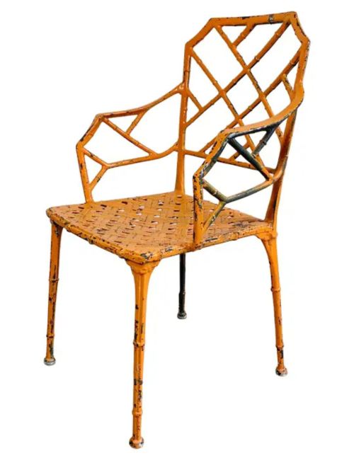 Orange Faux Bamboo Conservatory Chair, Brown Jordan