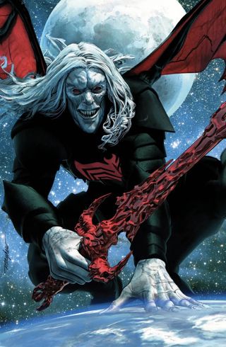 Knull wielding All-Black the Necrosword in Marvel Comics