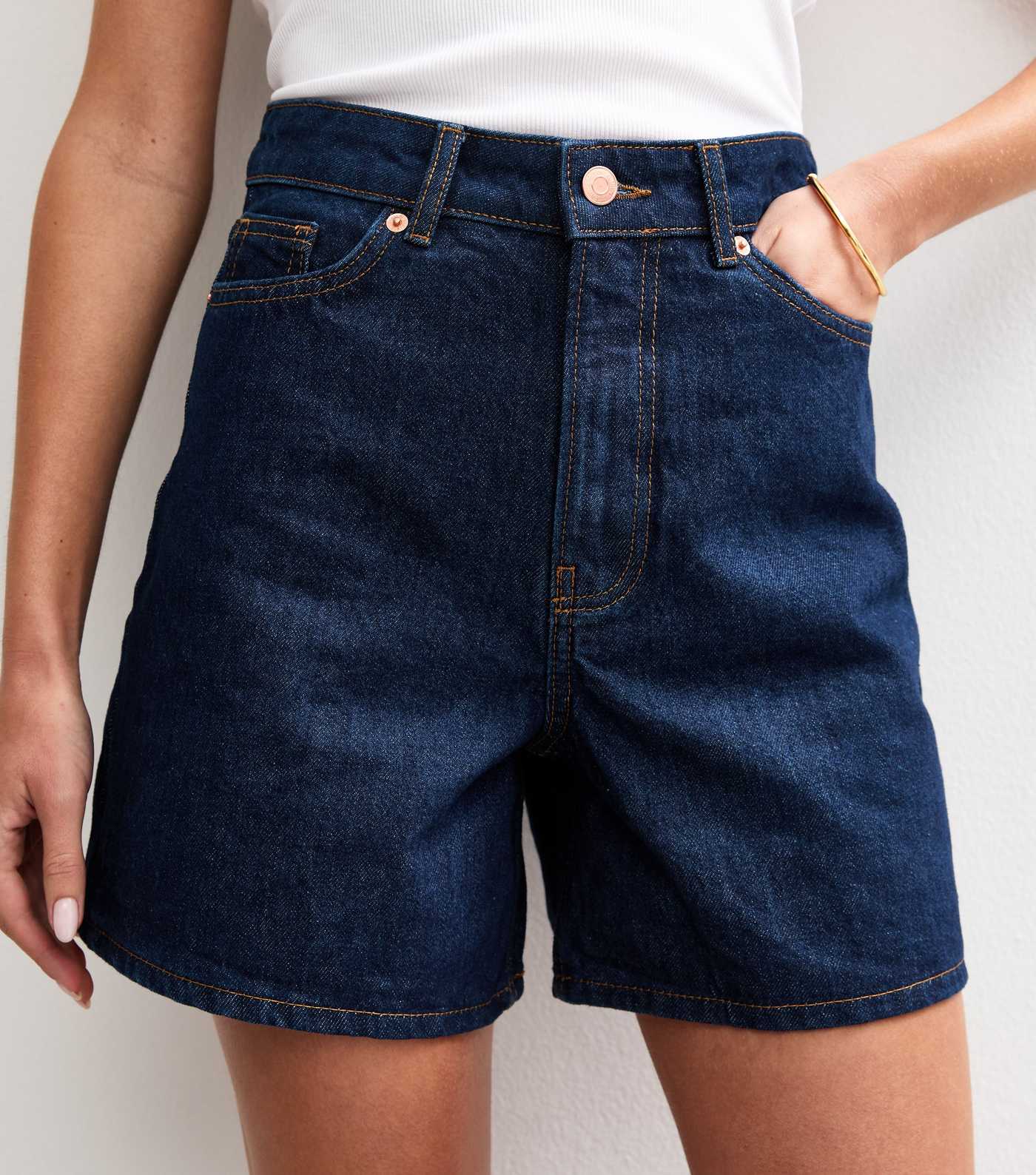 Navy A-Line Denim Shorts