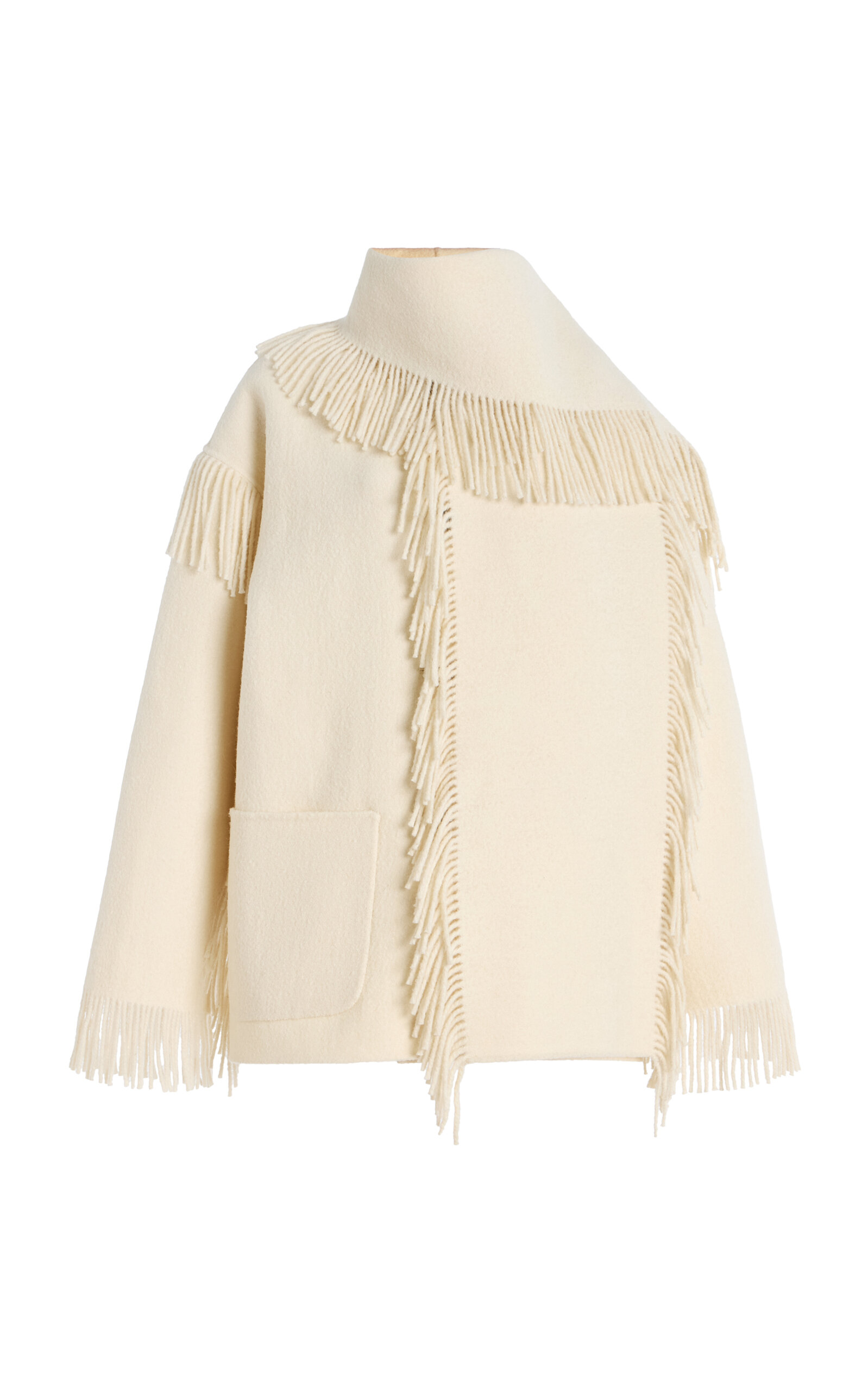 Fringed Wool Scarf Jacket