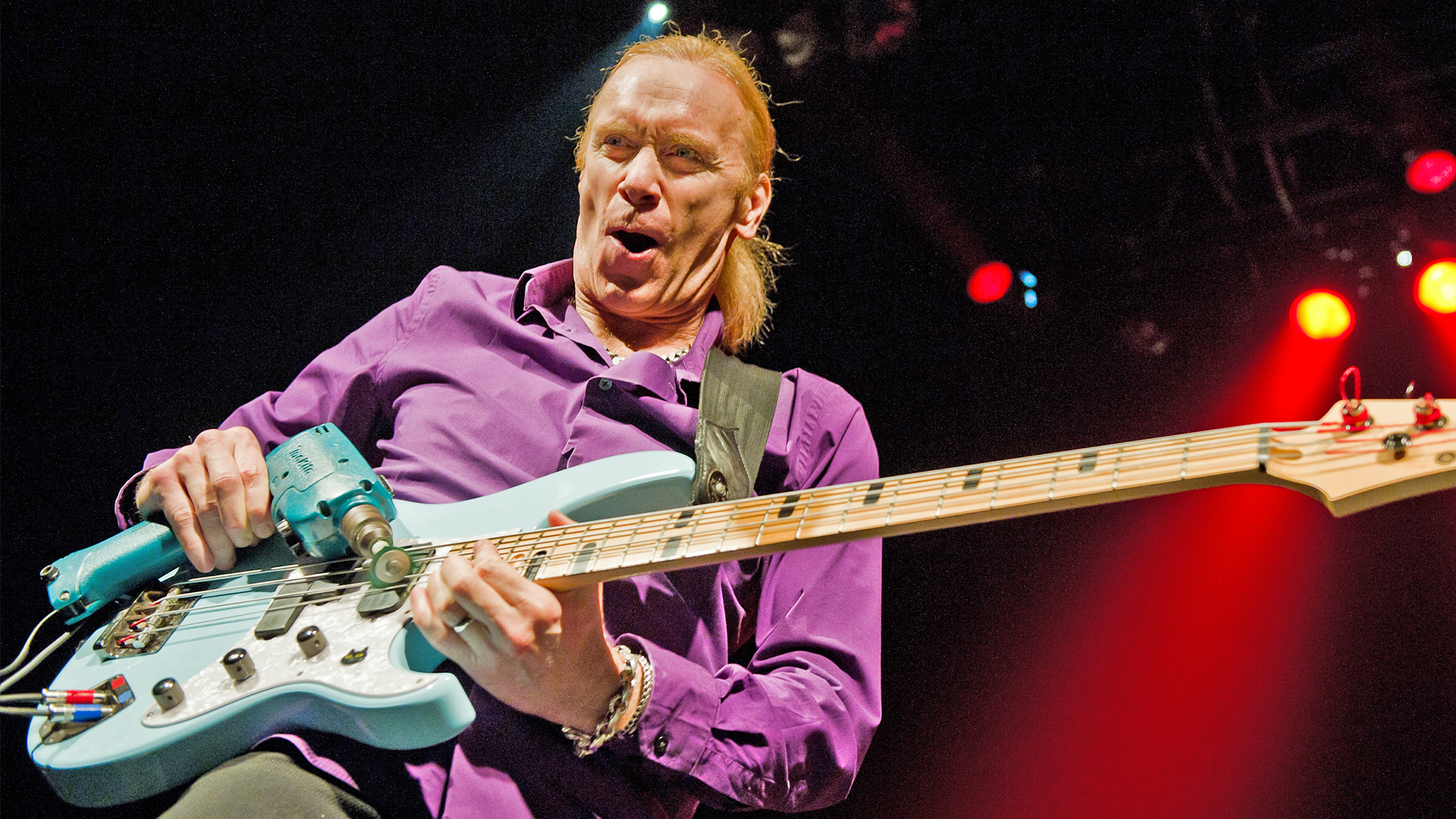 Billy Sheehan from Mr Big performs at Le Bataclan on September 21, 2011 in Paris, France.