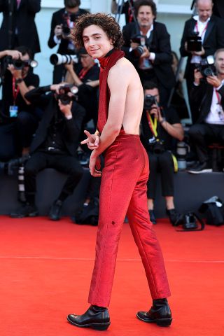 VENICE, ITALY - SEPTEMBER 02: Timothée Chalamet attends the "Bones And All" red carpet at the 79th Venice International Film Festival on September 02, 2022 in Venice, Italy.
