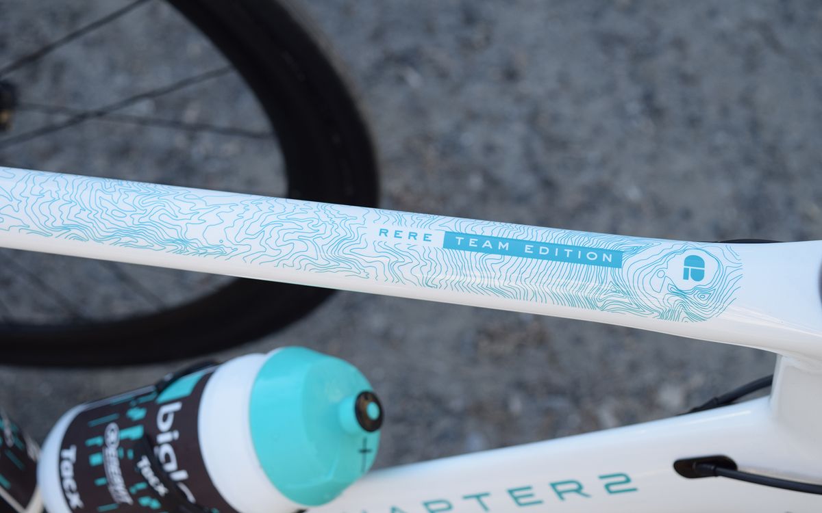 The Bigla team bikes feature a detailed graphic on the top tubes