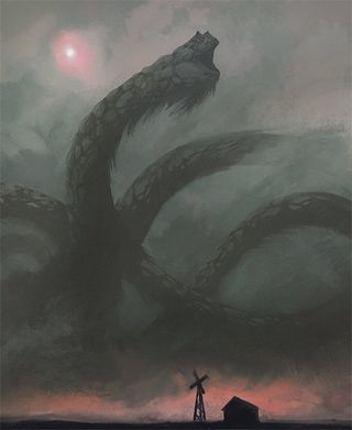 Vertex speaker Brynn Metheney; a painting of a monster in a dust storm