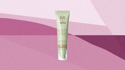 An image of Pixi Beauty Balm on a graphic background