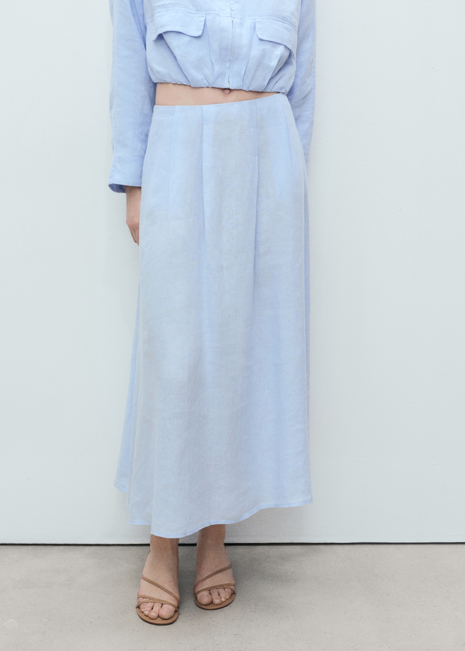 MANGO, Linen Skirt With Pleat Detail - Women | Mango Usa